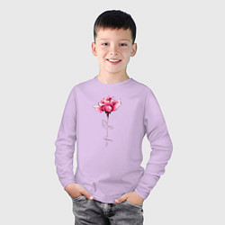 Лонгслив хлопковый детский Роза с надписью FAMILY, цвет: лаванда — фото 2