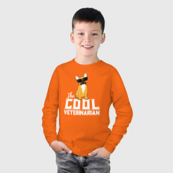 Лонгслив хлопковый детский Крутой ветеринар французский бульдог, цвет: оранжевый — фото 2