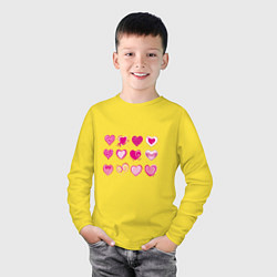 Лонгслив хлопковый детский РОЗОВЫЕ СЕРДЕЧКИ PINK HEARTS, цвет: желтый — фото 2