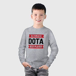 Лонгслив хлопковый детский Dota: таблички Ultimate и Best Player, цвет: меланж — фото 2