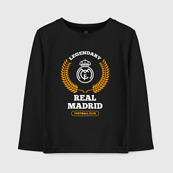 Лонгслив хлопковый детский Лого Real Madrid и надпись Legendary Football Club, цвет: черный
