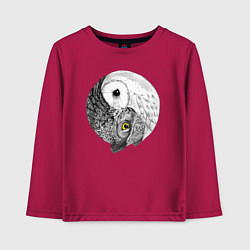 Лонгслив хлопковый детский Инь Янь по совиному, цвет: маджента