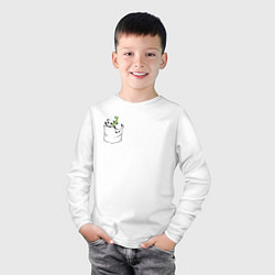 Лонгслив хлопковый детский Панды с бамбуком в кармашке, цвет: белый — фото 2
