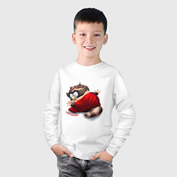 Лонгслив хлопковый детский Я не толстый!, цвет: белый — фото 2