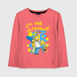 Лонгслив хлопковый детский The SimpsonsСемейка Симпсонов, цвет: коралловый