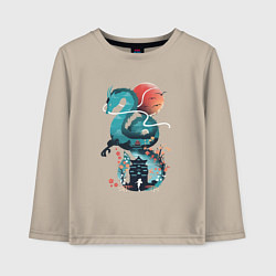 Лонгслив хлопковый детский История Тихоро и Хаку, цвет: миндальный
