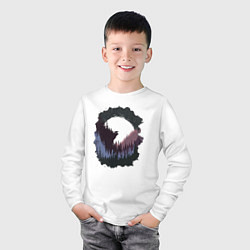 Лонгслив хлопковый детский Медведь воет на луну, цвет: белый — фото 2