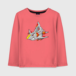 Лонгслив хлопковый детский Акула кибер - самолет, цвет: коралловый
