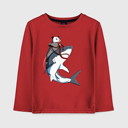 Лонгслив хлопковый детский Опоссум верхом на акуле, цвет: красный