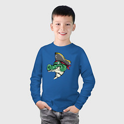 Лонгслив хлопковый детский Крокодил Пират, цвет: синий — фото 2