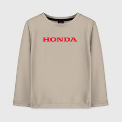 Лонгслив хлопковый детский HONDA ХОНДА LOGO спина, цвет: миндальный