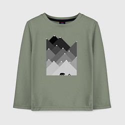 Лонгслив хлопковый детский Медведь и треугольные горы, цвет: авокадо