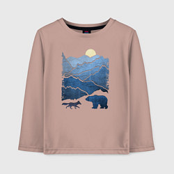 Лонгслив хлопковый детский Животные в горах, цвет: пыльно-розовый