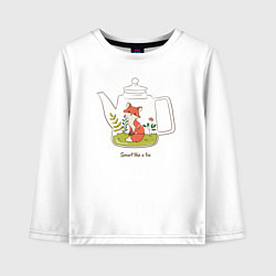 Лонгслив хлопковый детский Smart like a fox, цвет: белый
