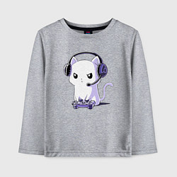 Лонгслив хлопковый детский Котёнок игроман The kitten is a gambler, цвет: меланж
