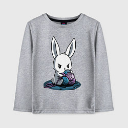 Лонгслив хлопковый детский Зайчонок обнял клубки The bunny hugged the balls, цвет: меланж