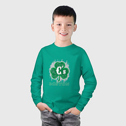 Лонгслив хлопковый детский Boston Luck, цвет: зеленый — фото 2