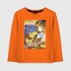Лонгслив хлопковый детский Paris-Almanach Винтажная афиша, цвет: оранжевый