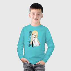 Лонгслив хлопковый детский Марин Китагава, цвет: бирюзовый — фото 2