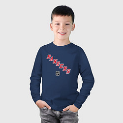 Лонгслив хлопковый детский New York Rangers NHL, цвет: тёмно-синий — фото 2