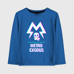 Лонгслив хлопковый детский Metro Exodus в стиле Glitch Баги Графики, цвет: синий