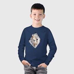Лонгслив хлопковый детский Снежный волк, цвет: тёмно-синий — фото 2
