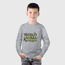Лонгслив хлопковый детский WORLD ANIMAL PROTECTION, цвет: меланж — фото 2