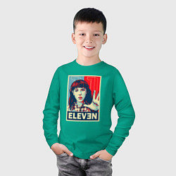 Лонгслив хлопковый детский Stranger Things Eleven, цвет: зеленый — фото 2