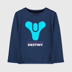 Лонгслив хлопковый детский Символ Destiny в неоновых цветах, цвет: тёмно-синий