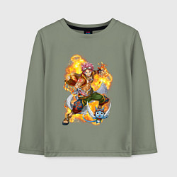 Лонгслив хлопковый детский Нацу Драгнил и Хеппи, цвет: авокадо
