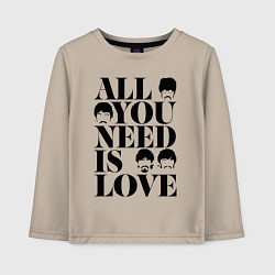 Лонгслив хлопковый детский ALL YOU NEED IS LOVE THE BEATLES, цвет: миндальный