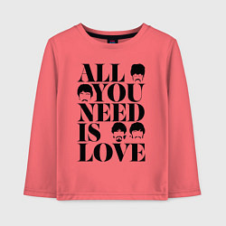 Лонгслив хлопковый детский ALL YOU NEED IS LOVE THE BEATLES, цвет: коралловый