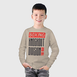 Лонгслив хлопковый детский Boxing knockout division, цвет: миндальный — фото 2