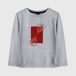 Лонгслив хлопковый детский Розы с красным прямоугольником, цвет: меланж