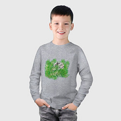 Лонгслив хлопковый детский Ирбис в еловых ветках, цвет: меланж — фото 2