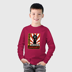 Лонгслив хлопковый детский Январь - Легенда, цвет: маджента — фото 2