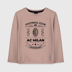 Лонгслив хлопковый детский AC Milan: Football Club Number 1 Legendary, цвет: пыльно-розовый