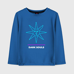 Лонгслив хлопковый детский Символ Dark Souls в неоновых цветах, цвет: синий