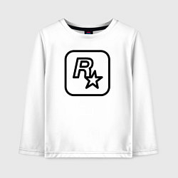 Лонгслив хлопковый детский Логотип Rockstar games чб, цвет: белый