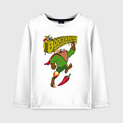 Лонгслив хлопковый детский Boogerman - red pepper fly, цвет: белый