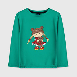 Детский лонгслив GIRL WITH A TEDDY BEAR
