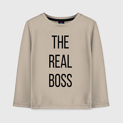Лонгслив хлопковый детский The real boss!, цвет: миндальный