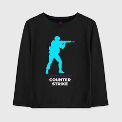 Лонгслив хлопковый детский Символ Counter Strike в неоновых цветах, цвет: черный
