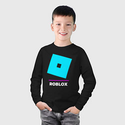Лонгслив хлопковый детский Символ Roblox в неоновых цветах, цвет: черный — фото 2