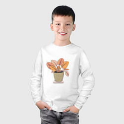 Лонгслив хлопковый детский Комнатный цветочек, цвет: белый — фото 2