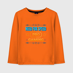 Лонгслив хлопковый детский Игра Need for Speed PRO Gaming, цвет: оранжевый