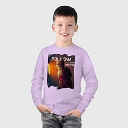 Лонгслив хлопковый детский STRAY FOLLOW MEOW, цвет: лаванда — фото 2