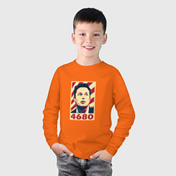 Лонгслив хлопковый детский Илон Маск - 4680, цвет: оранжевый — фото 2
