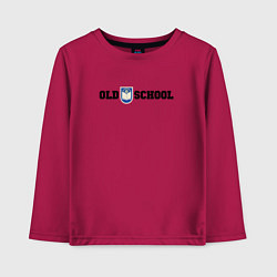 Лонгслив хлопковый детский Old school, шеврон старой школы, цвет: маджента