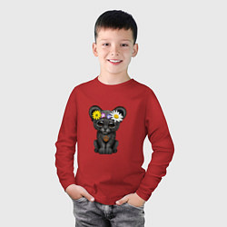 Лонгслив хлопковый детский Мир - Пантера, цвет: красный — фото 2